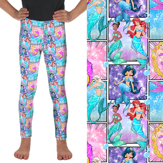 Mermaid Princesses Kids Leggings